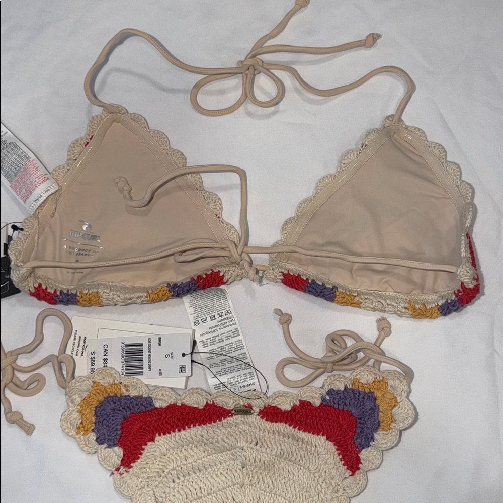 RIP CURL Cove Crochet Sliding Triangle top & HIGH LEG SKIMPY Bikini Bottom,SMALL - Picture 5 of 8